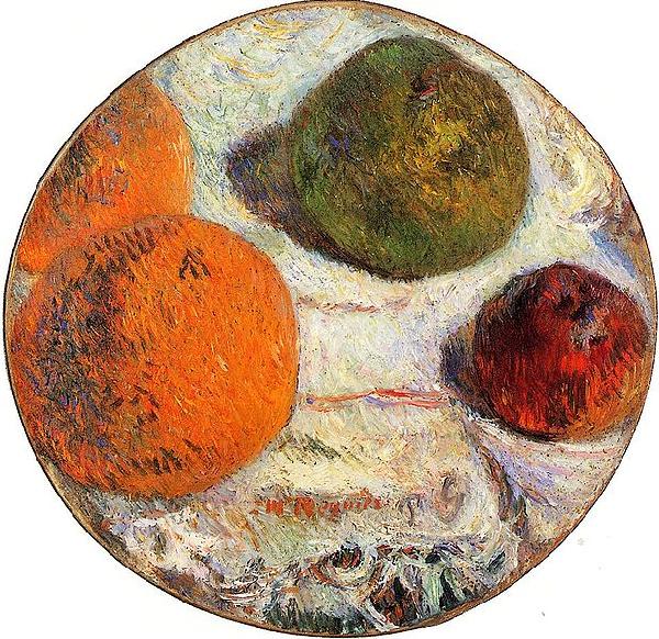 Paul Gauguin Tambourin decore des fruits oil painting image